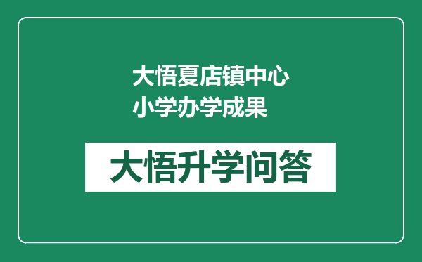 大悟夏店镇中心小学办学成果