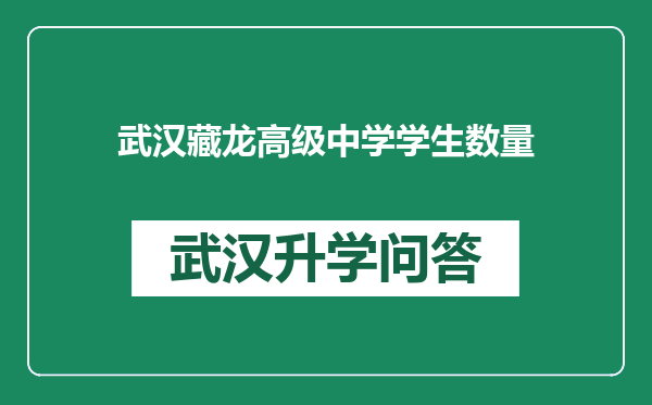 武汉藏龙高级中学学生数量