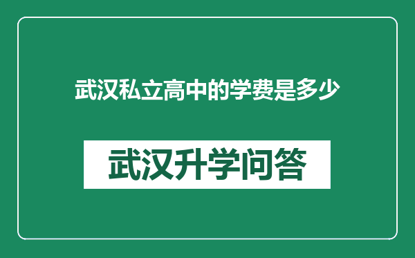 武汉私立高中的学费是多少