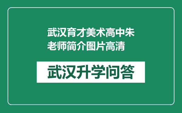 武汉育才美术高中朱老师简介图片高清