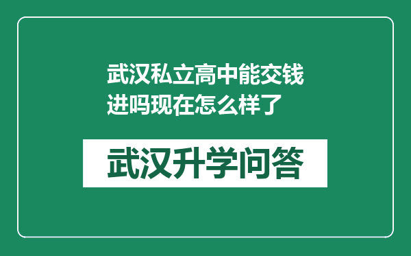武汉私立高中能交钱进吗现在怎么样了