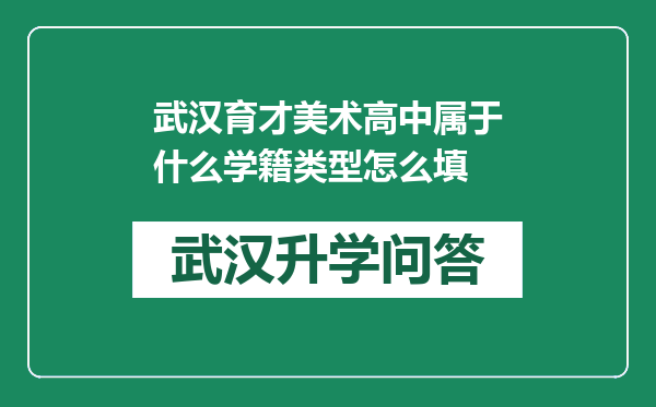 武汉育才美术高中属于什么学籍类型怎么填