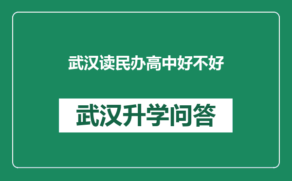 武汉读民办高中好不好