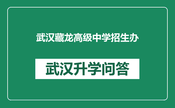 武汉藏龙高级中学招生办