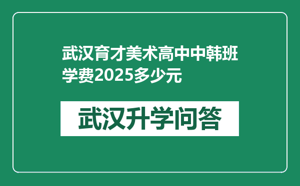 武汉育才美术高中中韩班学费2025多少元