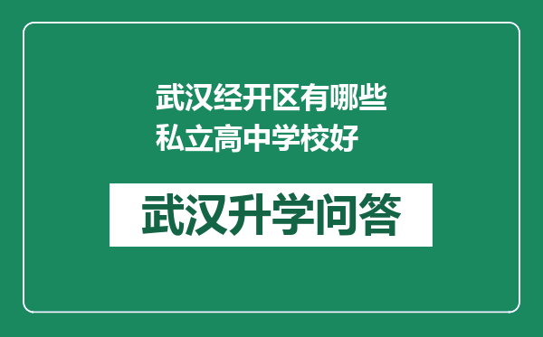 武汉经开区有哪些私立高中学校好