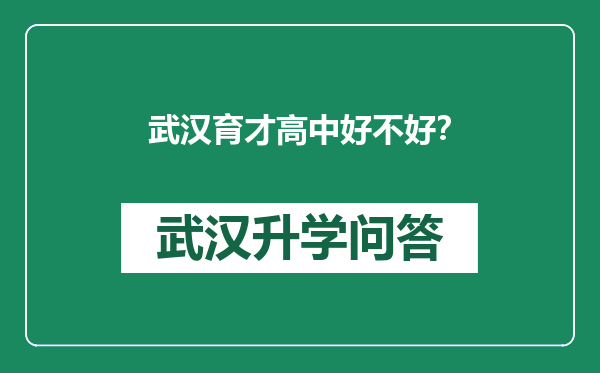 武汉育才高中好不好？