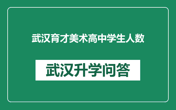 武汉育才美术高中学生人数