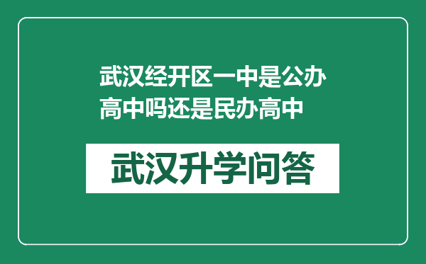 武汉经开区一中是公办高中吗还是民办高中