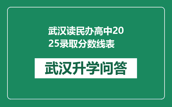 武汉读民办高中2025录取分数线表