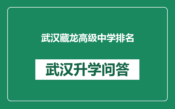 武汉藏龙高级中学排名