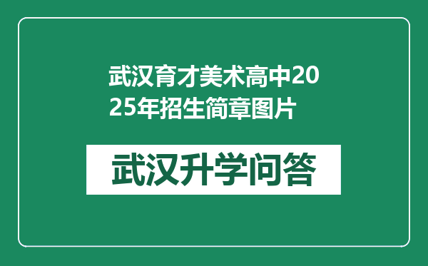 武汉育才美术高中2025年招生简章图片