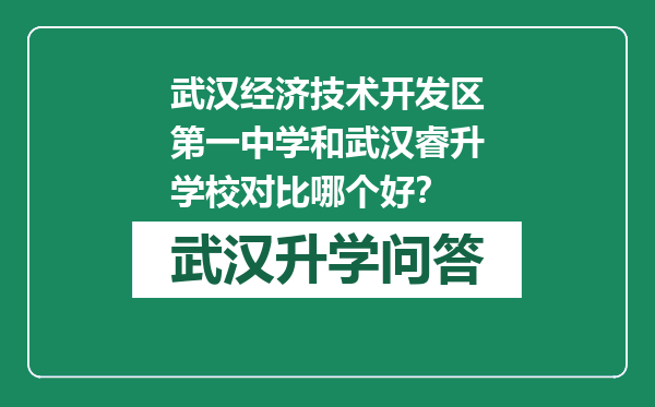 武汉经济技术开发区第一中学和武汉睿升学校对比哪个好？