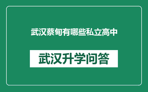 武汉蔡甸有哪些私立高中