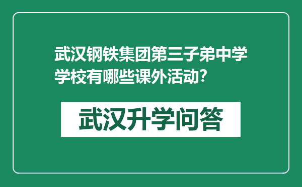 武汉钢铁集团第三子弟中学学校有哪些课外活动？