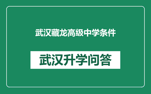 武汉藏龙高级中学条件