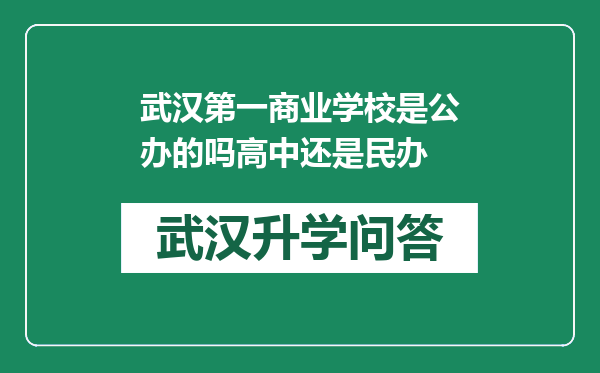 武汉第一商业学校是公办的吗高中还是民办