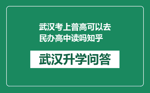 武汉考上普高可以去民办高中读吗知乎