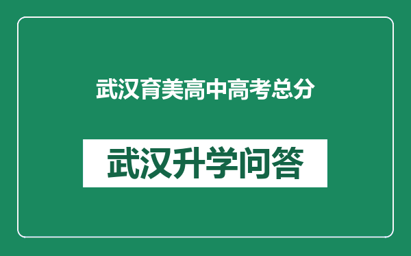 武汉育美高中高考总分