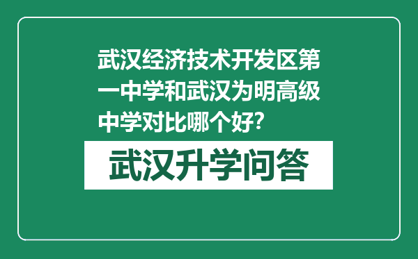 武汉经济技术开发区第一中学和武汉为明高级中学对比哪个好？