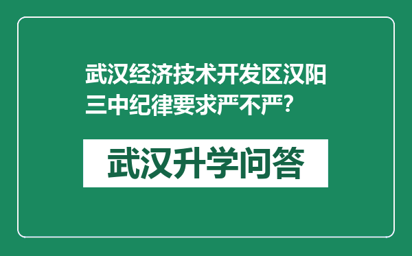武汉经济技术开发区汉阳三中纪律要求严不严？