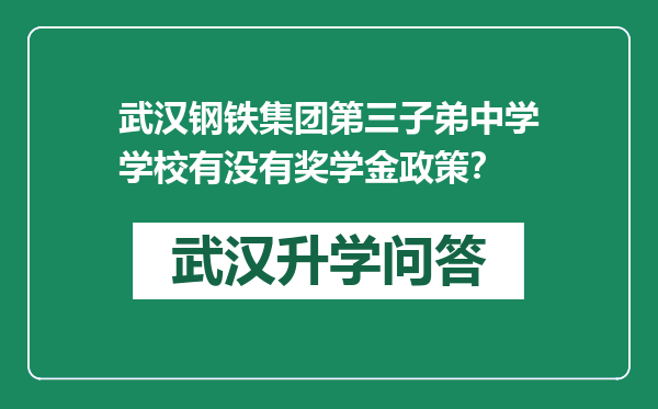 武汉钢铁集团第三子弟中学学校有没有奖学金政策？