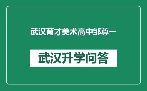 武汉育才美术高中邹尊一
