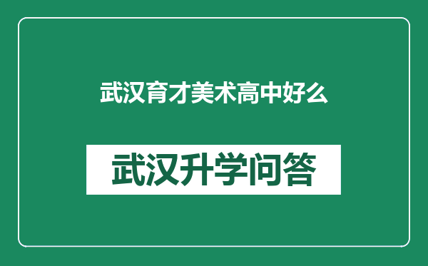 武汉育才美术高中好么