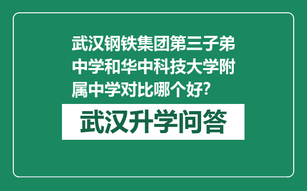 武汉钢铁集团第三子弟中学和华中科技大学附属中学对比哪个好？