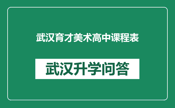 武汉育才美术高中课程表