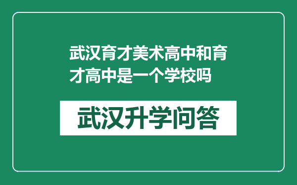 武汉育才美术高中和育才高中是一个学校吗