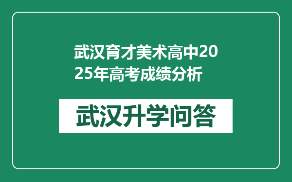 武汉育才美术高中2025年高考成绩分析