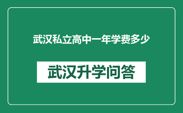 武汉私立高中一年学费多少