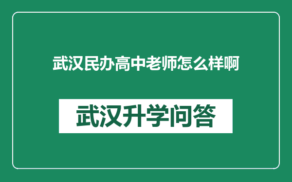 武汉民办高中老师怎么样啊