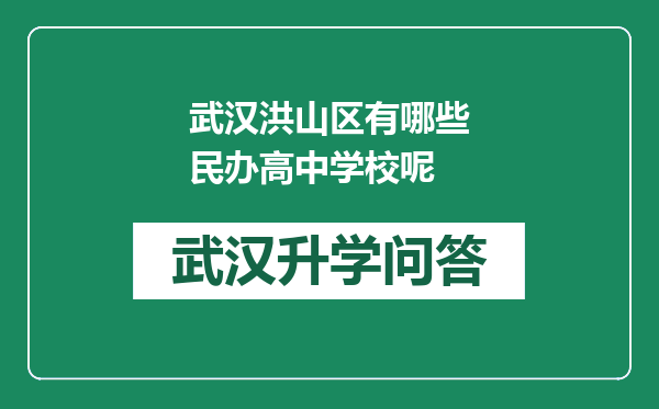 武汉洪山区有哪些民办高中学校呢