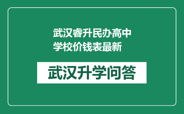 武汉睿升民办高中学校价钱表最新