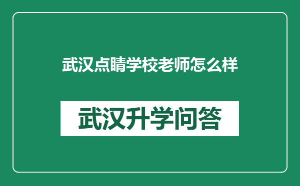 武汉点睛学校老师怎么样