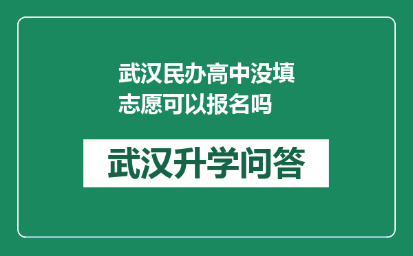武汉民办高中没填志愿可以报名吗