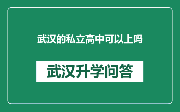 武汉的私立高中可以上吗