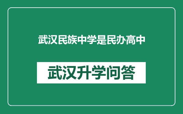 武汉民族中学是民办高中
