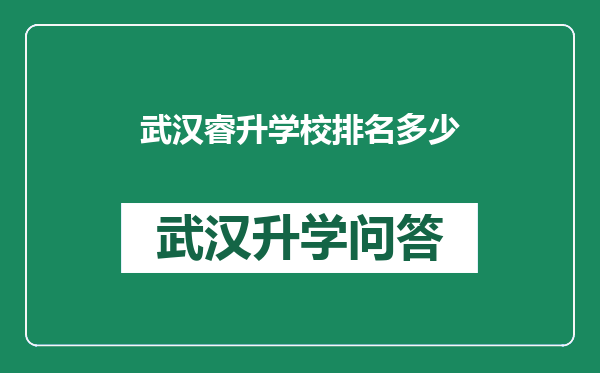 武汉睿升学校排名多少