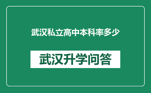 武汉私立高中本科率多少