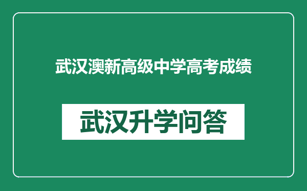 武汉澳新高级中学高考成绩