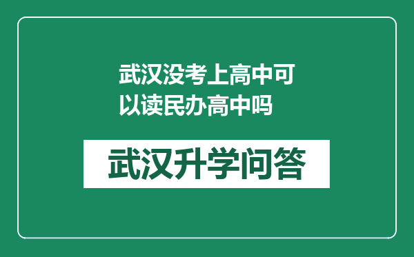 武汉没考上高中可以读民办高中吗