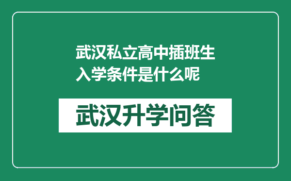 武汉私立高中插班生入学条件是什么呢
