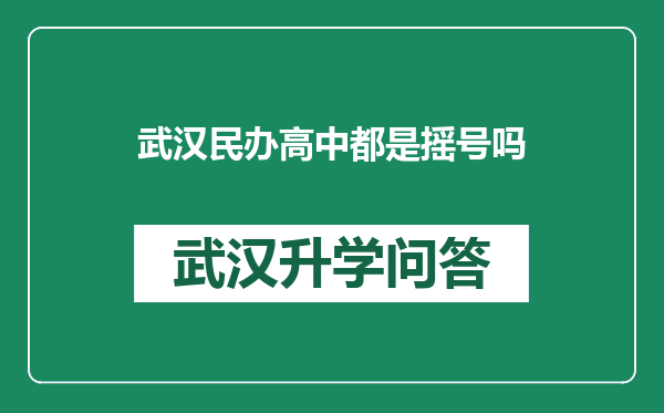 武汉民办高中都是摇号吗