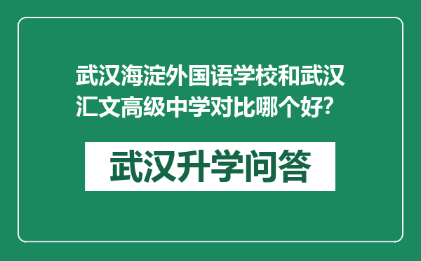 武汉海淀外国语学校和武汉汇文高级中学对比哪个好？