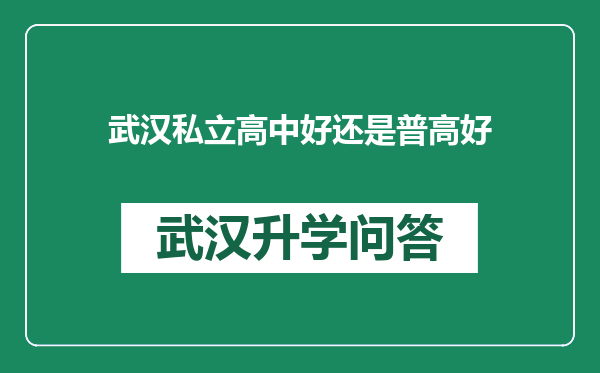 武汉私立高中好还是普高好