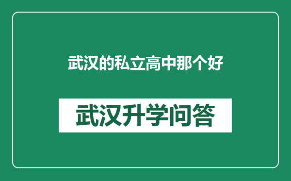 武汉的私立高中那个好