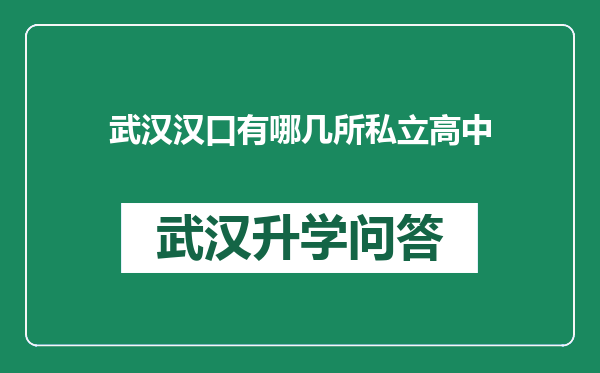 武汉汉口有哪几所私立高中